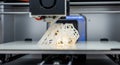3D Printer Creating Intricate White Lattice Structure Royalty Free Stock Photo