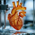 A 3D printer is creating a model of a human heart for medical purposes Royalty Free Stock Photo