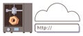 3D Printer Creating Object with Cloud Connection and URL Bar Representing Online Integration Royalty Free Stock Photo