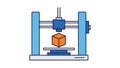 3D Printer Creating Orange Cube, Modern Technology Royalty Free Stock Photo