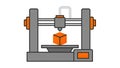 3D Printer Creating Orange Cube Royalty Free Stock Photo