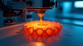 3D printer creating an orange object Royalty Free Stock Photo