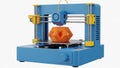 3d printer creating orange object isolated on white background Royalty Free Stock Photo