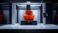 3 d printer creating orange object manufacturing technology concept Royalty Free Stock Photo