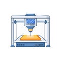 3D Printer Creating Orange Object Precision Manufacturing Additive Layering Technology Royalty Free Stock Photo