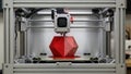 3d printer creating red object isolated on white background Royalty Free Stock Photo