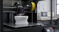 3D printer creating a white object in a modern office environment Royalty Free Stock Photo
