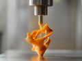 3D Printer Dispensing Amber Filament, Creating Abstract Object Royalty Free Stock Photo