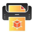 3d printer with document flat icon. 3d technology color icons in trendy flat style. Print machine gradient style design Royalty Free Stock Photo