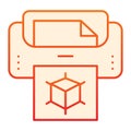 3d printer with document flat icon. 3d technology orange icons in trendy flat style. Print machine gradient style design Royalty Free Stock Photo