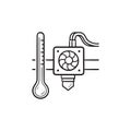 3D printer extruder temperature hand drawn outline doodle icon. Royalty Free Stock Photo