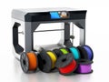 3D printer filaments beside printer. 3D illustration.