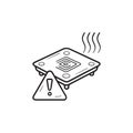 3D printer heated bed warning hand drawn outline doodle icon.