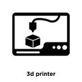 3d printer icon vector isolated on white background, logo concept of 3d printer sign on transparent background, black filled