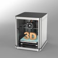 3D printer isolated on gray background.
