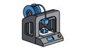 3D Printer Isometric Illustration for Rapid Prototyping Royalty Free Stock Photo