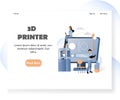 3D printer vector website landing page design template Royalty Free Stock Photo