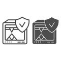 3D printer line and glyph icon. 3D printer verified vector illustration isolated on white. 3d printing completed outline