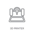 3d printer linear icon. Modern outline 3d printer logo concept o