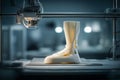 A 3D printer makes a prosthesis from a biocompatible material in a medical laboratory Royalty Free Stock Photo