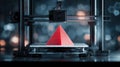 3d printer making red pyramid Royalty Free Stock Photo