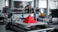3d printer making red pyramid Royalty Free Stock Photo