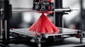 3d printer making red pyramid Royalty Free Stock Photo