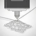 3D printer nozzle depositing a lattice structure on a flat surface Royalty Free Stock Photo