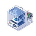 3D Printer in Operation with Filament Spool and Partially Completed Object Royalty Free Stock Photo