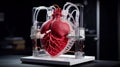 3d printer with a printed human heart.Generative AI Royalty Free Stock Photo