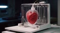 3d printer with a printed human heart.Generative AI Royalty Free Stock Photo