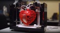 3d printer with a printed human heart.Generative AI Royalty Free Stock Photo