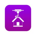 3d printer printing house icon digital purple Royalty Free Stock Photo