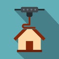 3d printer printing house icon, flat style Royalty Free Stock Photo