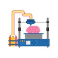 3D printer printing a human brain. Represents AI, mind technology, biotech, innovation, and future science Royalty Free Stock Photo