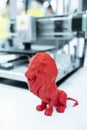 3D printer printing lion figure close-up Royalty Free Stock Photo