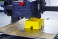 3D printer printing object close-up. Process creating three-dimensional model