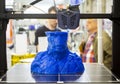 3D printer printing object close-up. Process creating three-dimensional model