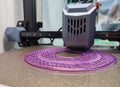 3D printer printing object close-up. Process creating three-dimensional model