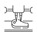 3d printer prints meat black line icon. 3d printer recreating a pice of meat. Innovation. Biotechnology and bioengineering.