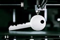 3D printer prints out a key, concepts such as advanced locksmith