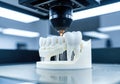 3D printer creating a detailed dental model with precision, showcasing the intricate design of teeth and gums, highlighting Royalty Free Stock Photo