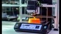 A 3D printer sitting on a table, ready for use Royalty Free Stock Photo