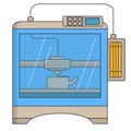 3d printer technology vector icon in flat style. Print manufactoring