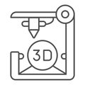 3D printer thin line icon. 3D print vector illustration isolated on white. 3d future technology outline style design