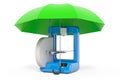 3D printer under umbrella, 3D rendering
