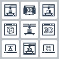 3D printer vector icons