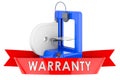 3D printer warranty concept. 3D rendering