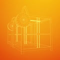 3D Printer Wireframe Royalty Free Stock Photo