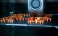 3D printer Working 3D printer process printing object molten orange plastic Royalty Free Stock Photo